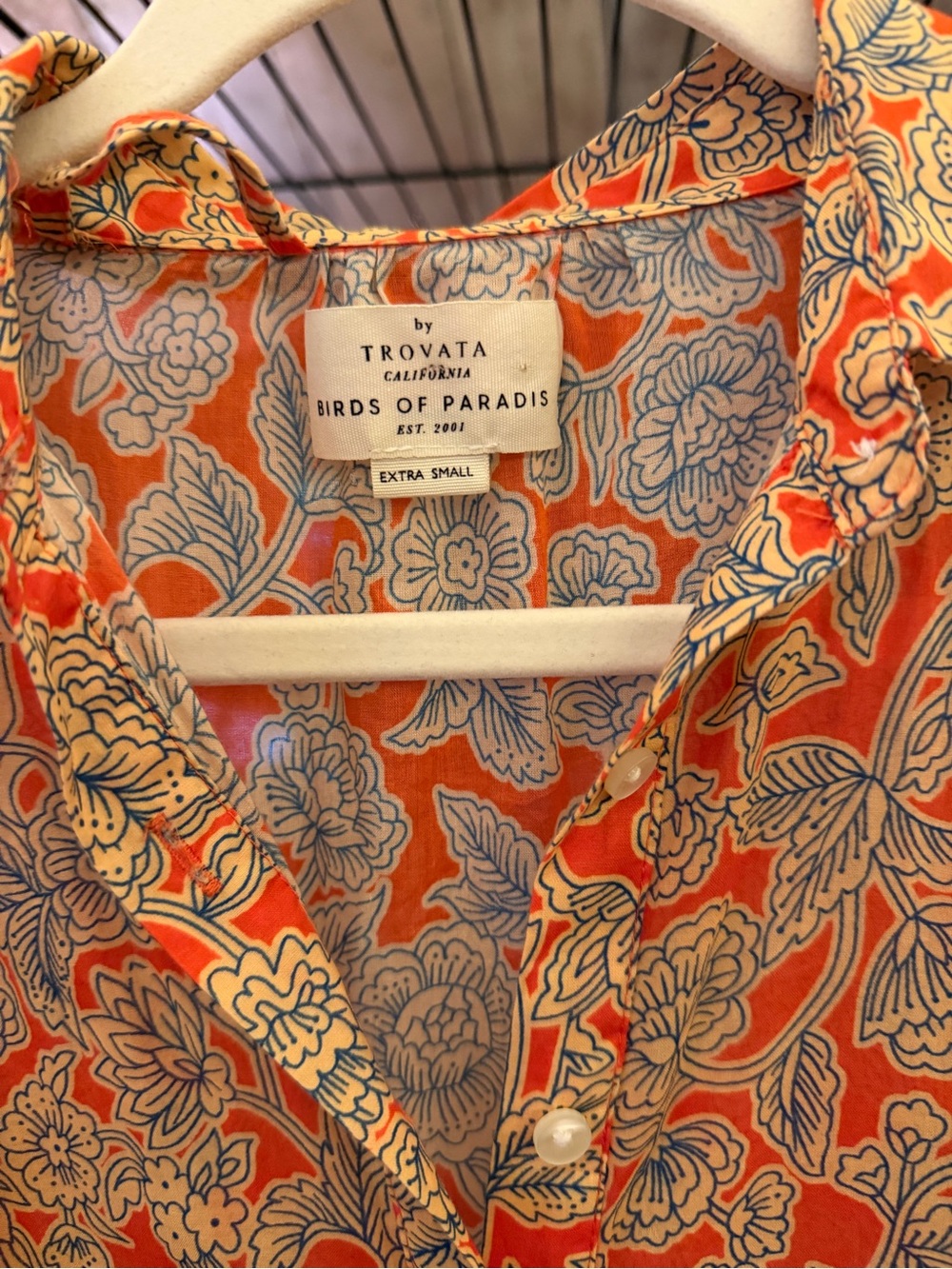 Trovata Orange and Cream Floral Button-Down Shirt